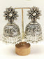 Akushi Plain Oxidized Floral Jhumki