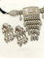 Beverly Plain Oxidized Peacock Choker Set
