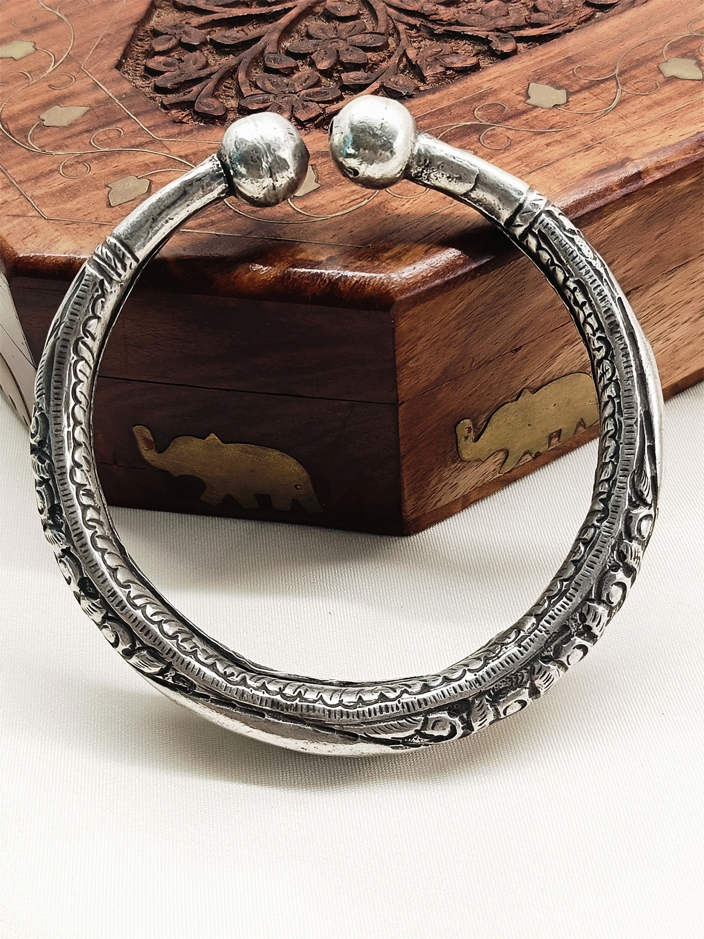 Nimrit Oxidized Silver Anklet [Price Is For Single Piece]