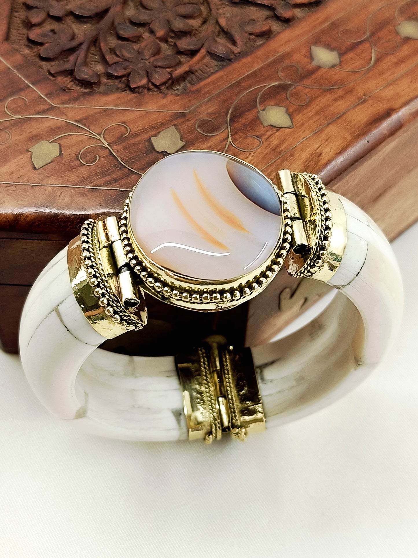 Anshuman Baby Pink Bone Men's Bracelet