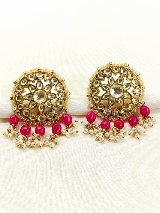 Mitali Rose Pink Gold Plated Kundan Tops