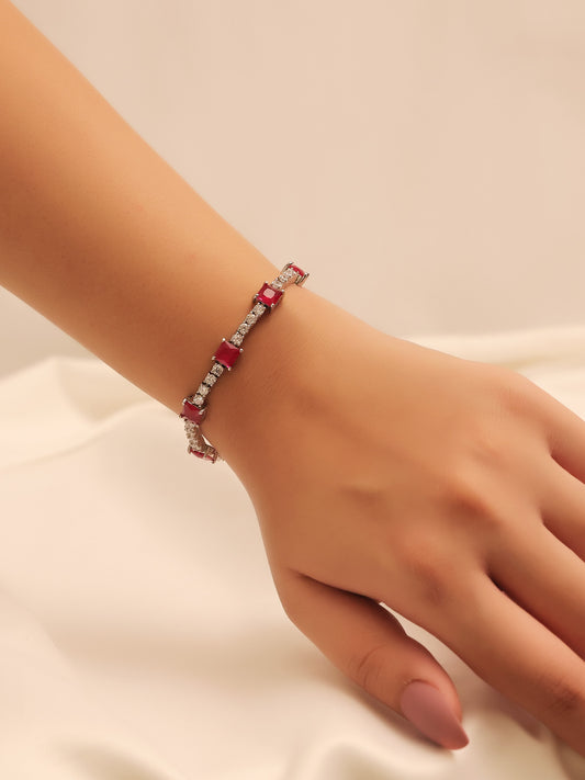 Ripple Ruby American Diamond Bracelet