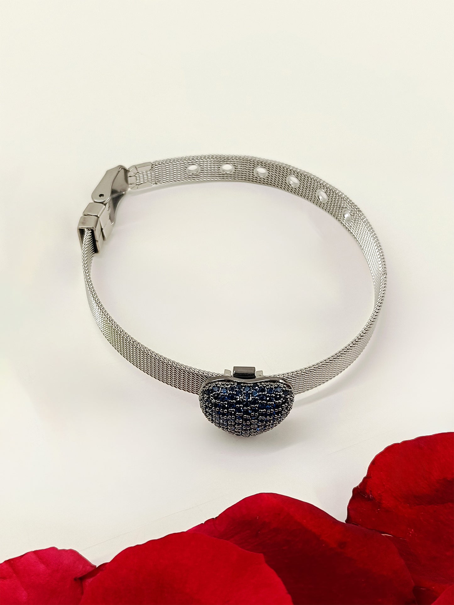 Miya Blue Sapphire Heart Shape Victorian Bracelet