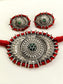 Gaurika Green Oxidized Choker Set