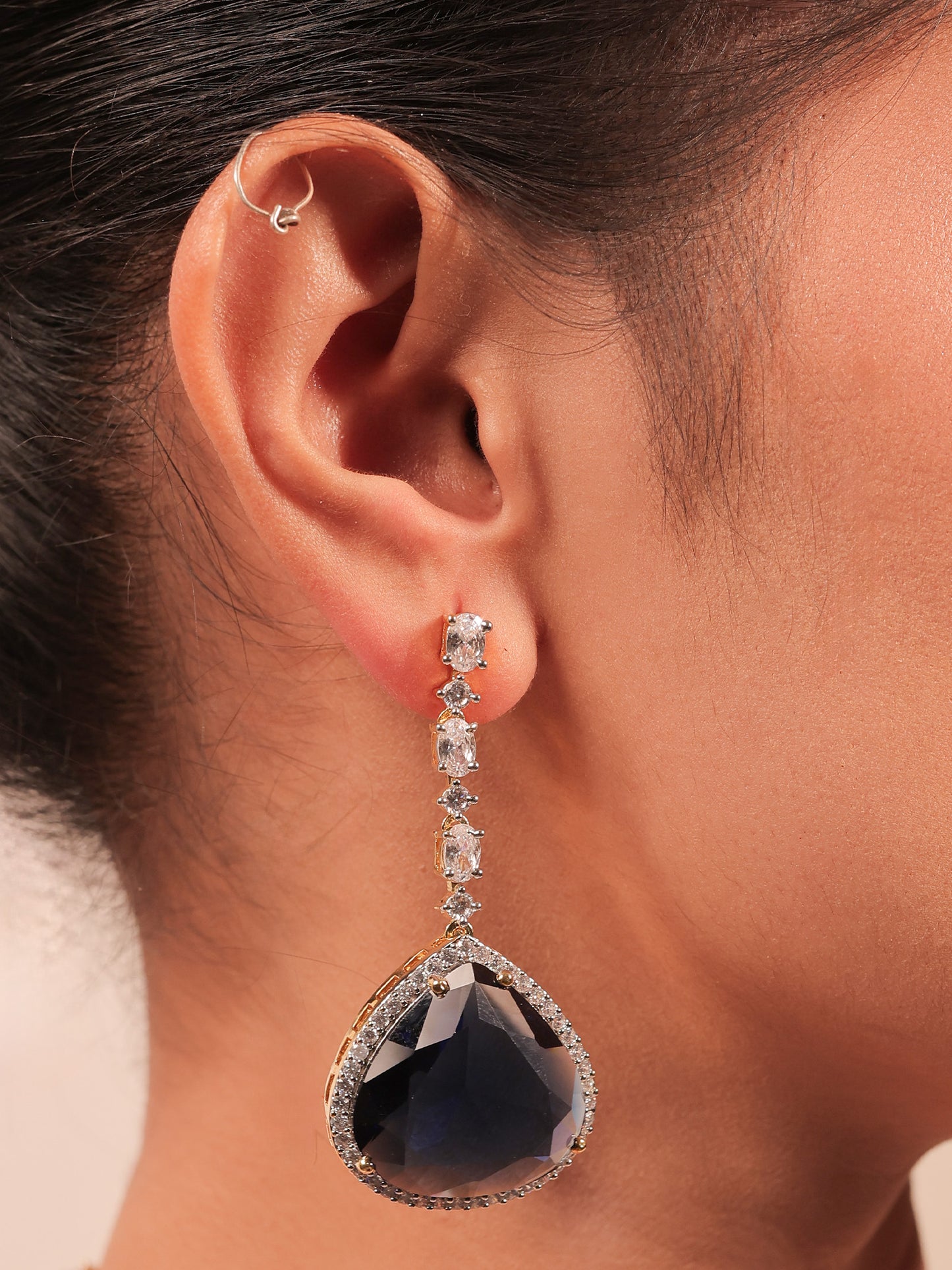 Nayna Blue American Diamond Necklace Set