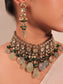 Bushra Mint Green Rhodium Plated Victorian Necklace Set
