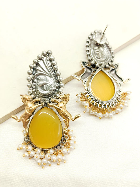 Ameha Yellow Oxidized Earrings