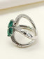 Aaheli Green 92.5 Silver American Diamond Finger Ring