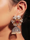 Mehak Rose Pink Stone Two Tone Polish Boutique Earrings