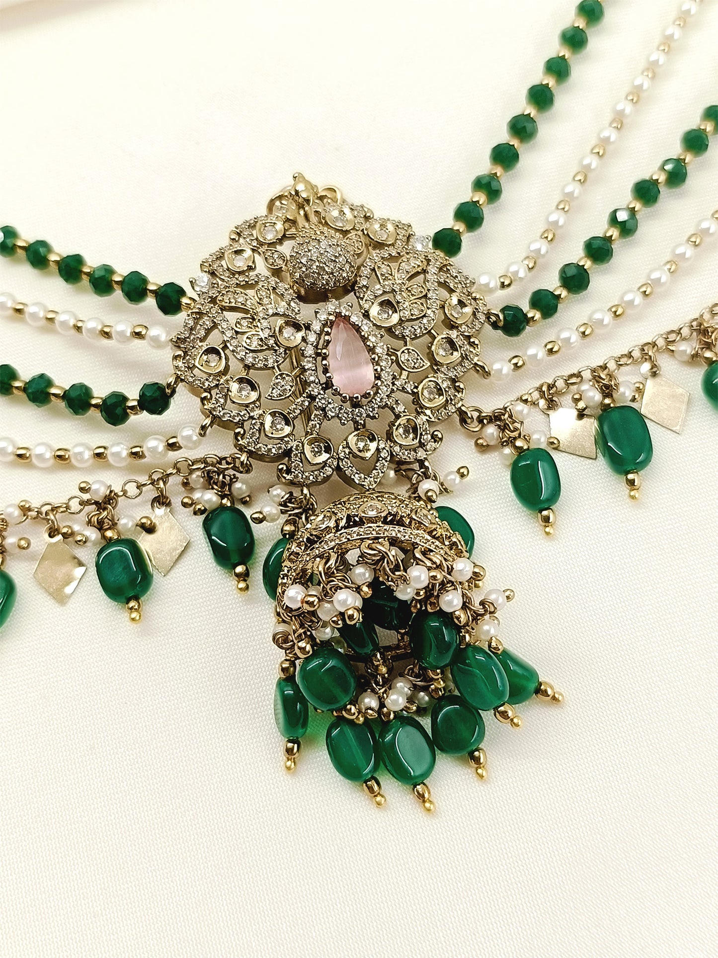 Bhagyalaxmi Green Hair Brooch