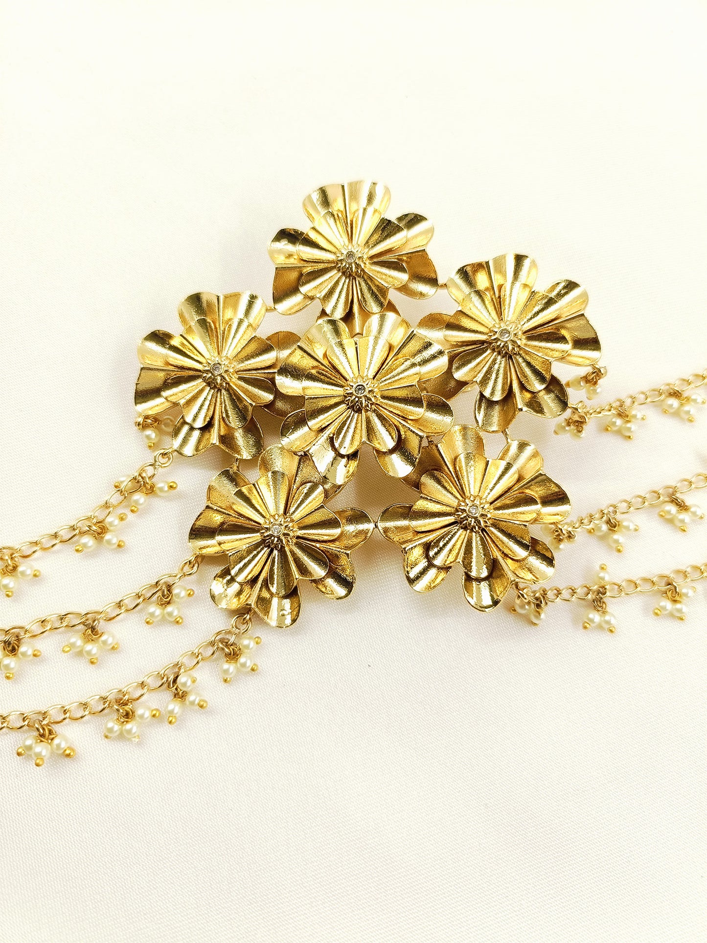 Shazahna Golden Flower Hair Brooch
