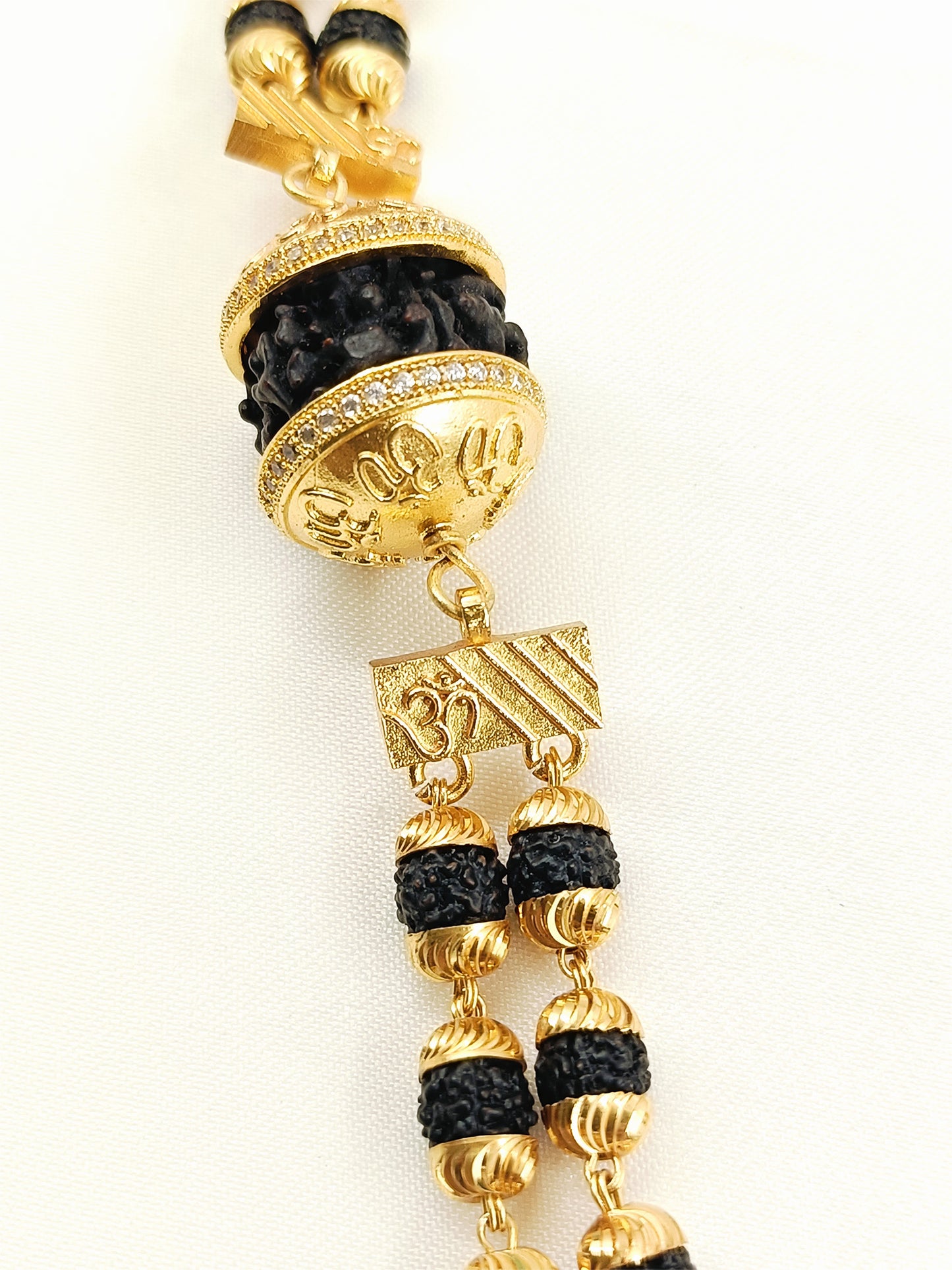 Upkaar Golden Men's Rudraksha Mala with Om Pendant