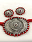 Draupadi White Oxidized Choker Set