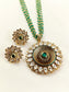 Zarina Green Kundan Sunburst Pendant Set