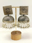 Maliyah White Pearl Oxidized Jhumki