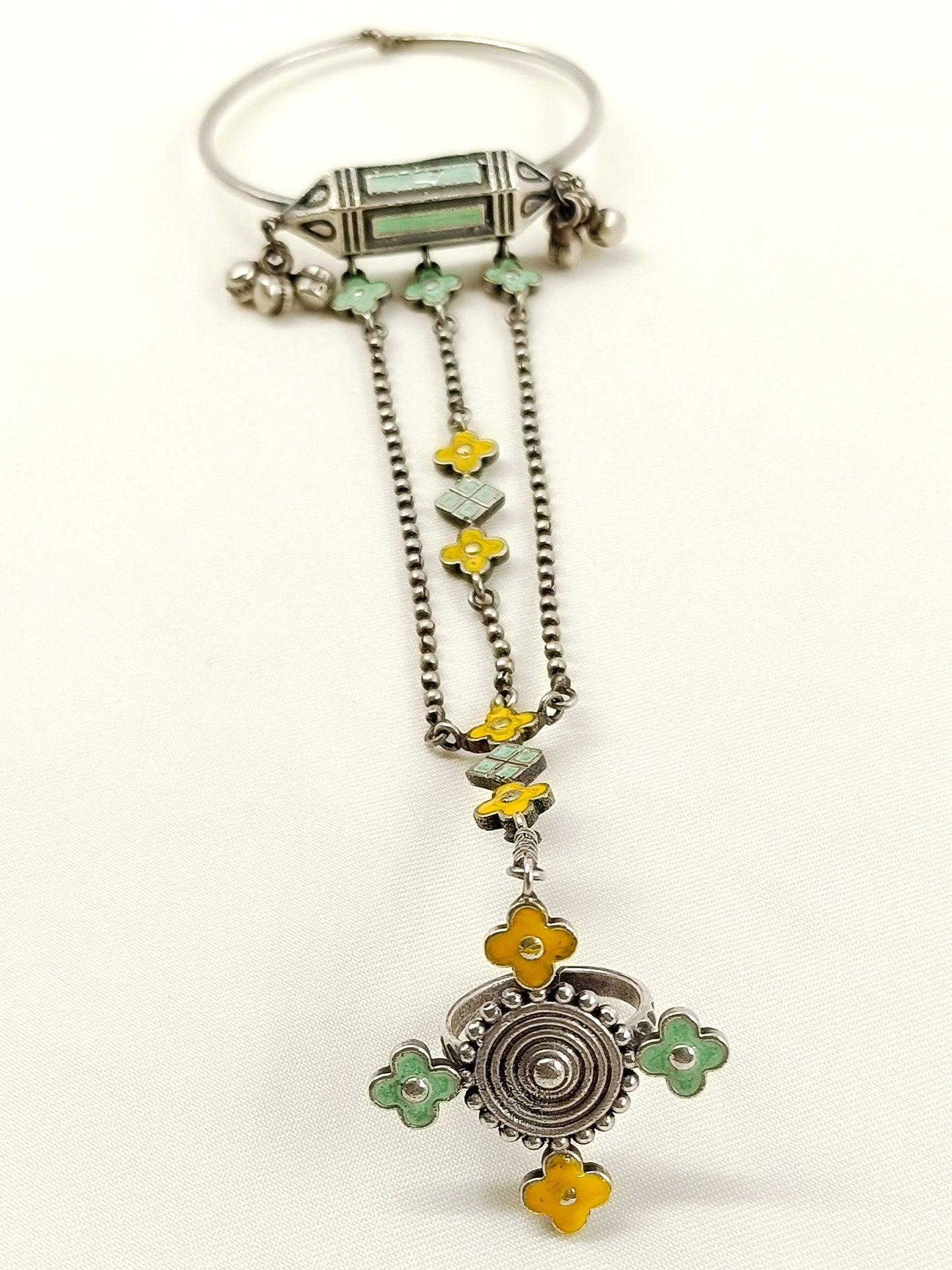 Bailee Multi Colour Oxidized Choker Set With Hathphool