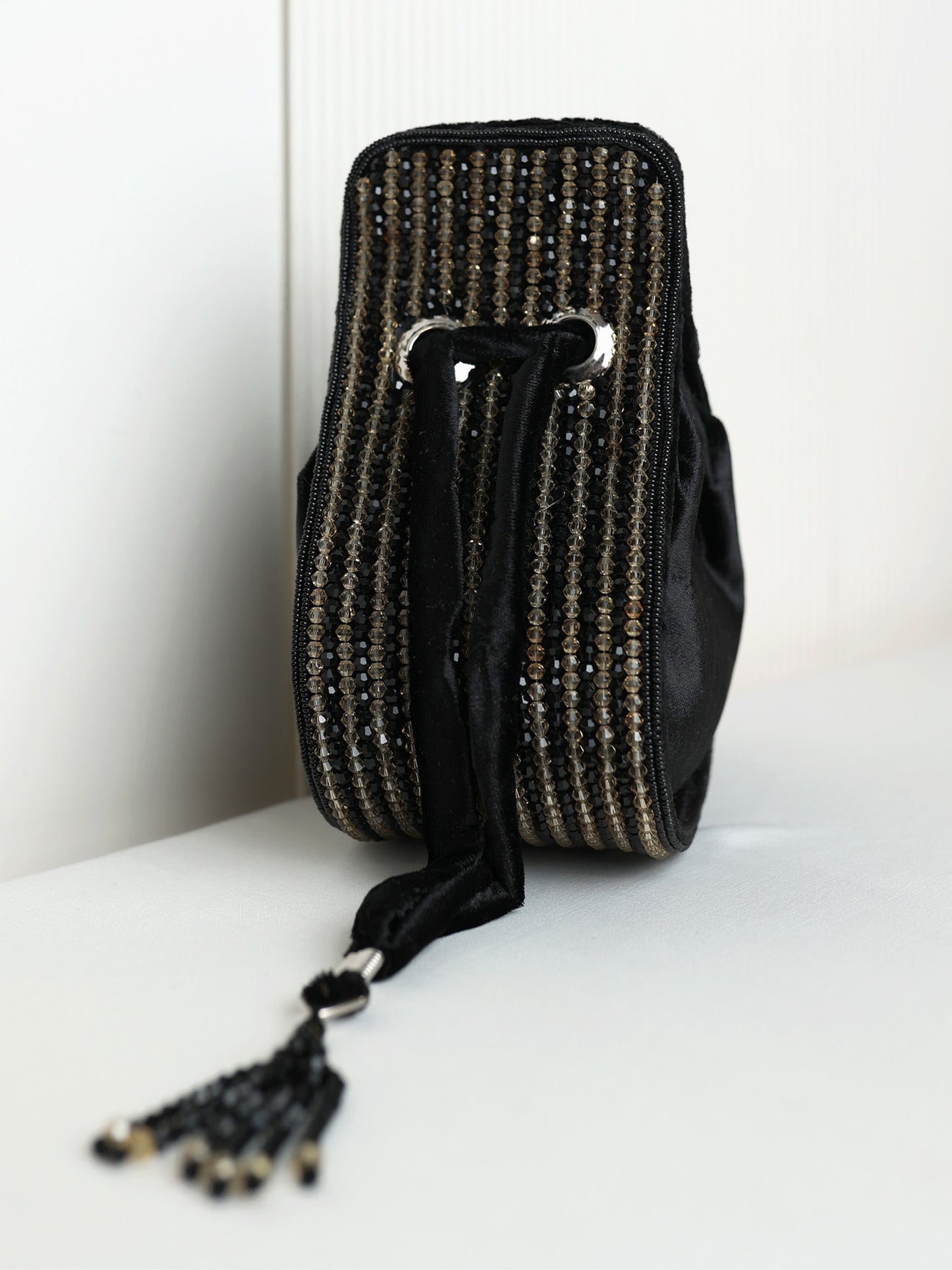 Yutika Black Golden Beaded  Potli Bag
