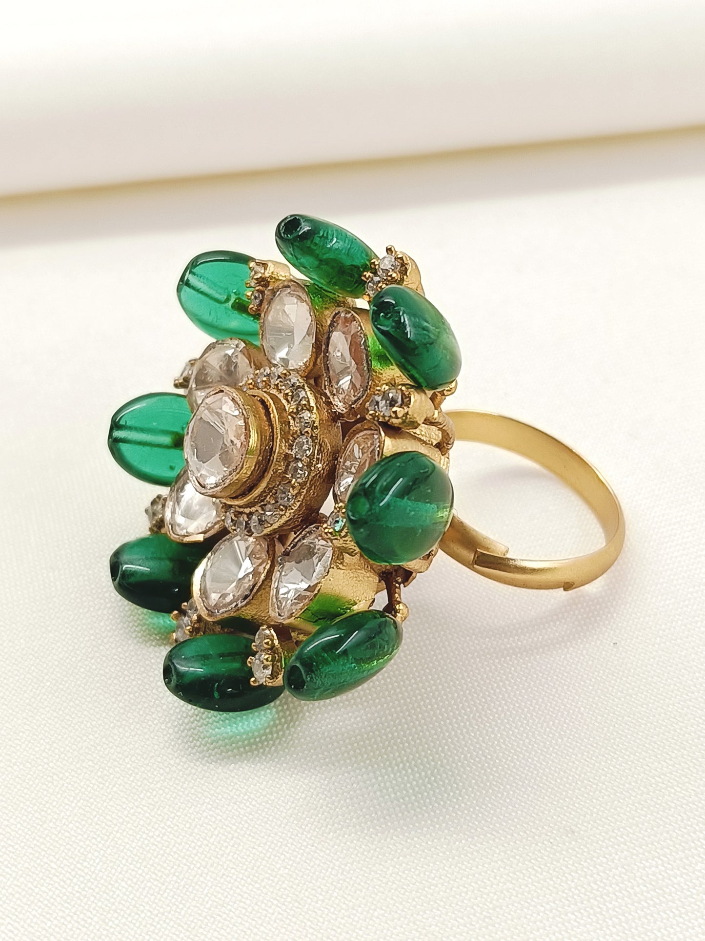 Rakulpreet Green Kundan Finger Ring