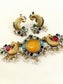 Jigna Yellow Oxidized Dual-Tone Peacock Navratna Choker Set