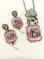 Pallavi Pink Oxidized Elephant Pendant Set