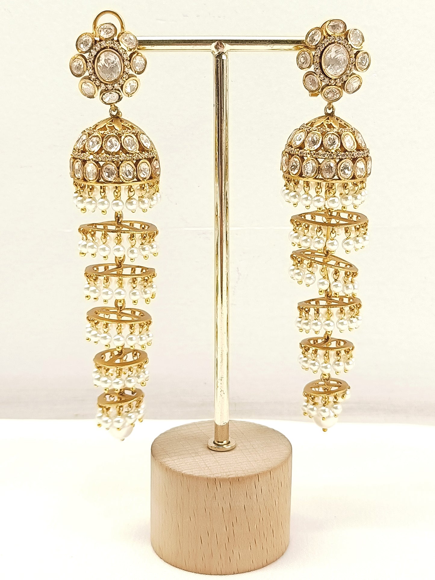 Shaziya White Kundan Jhumki