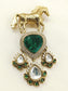Jayesh Green Horse Brooch