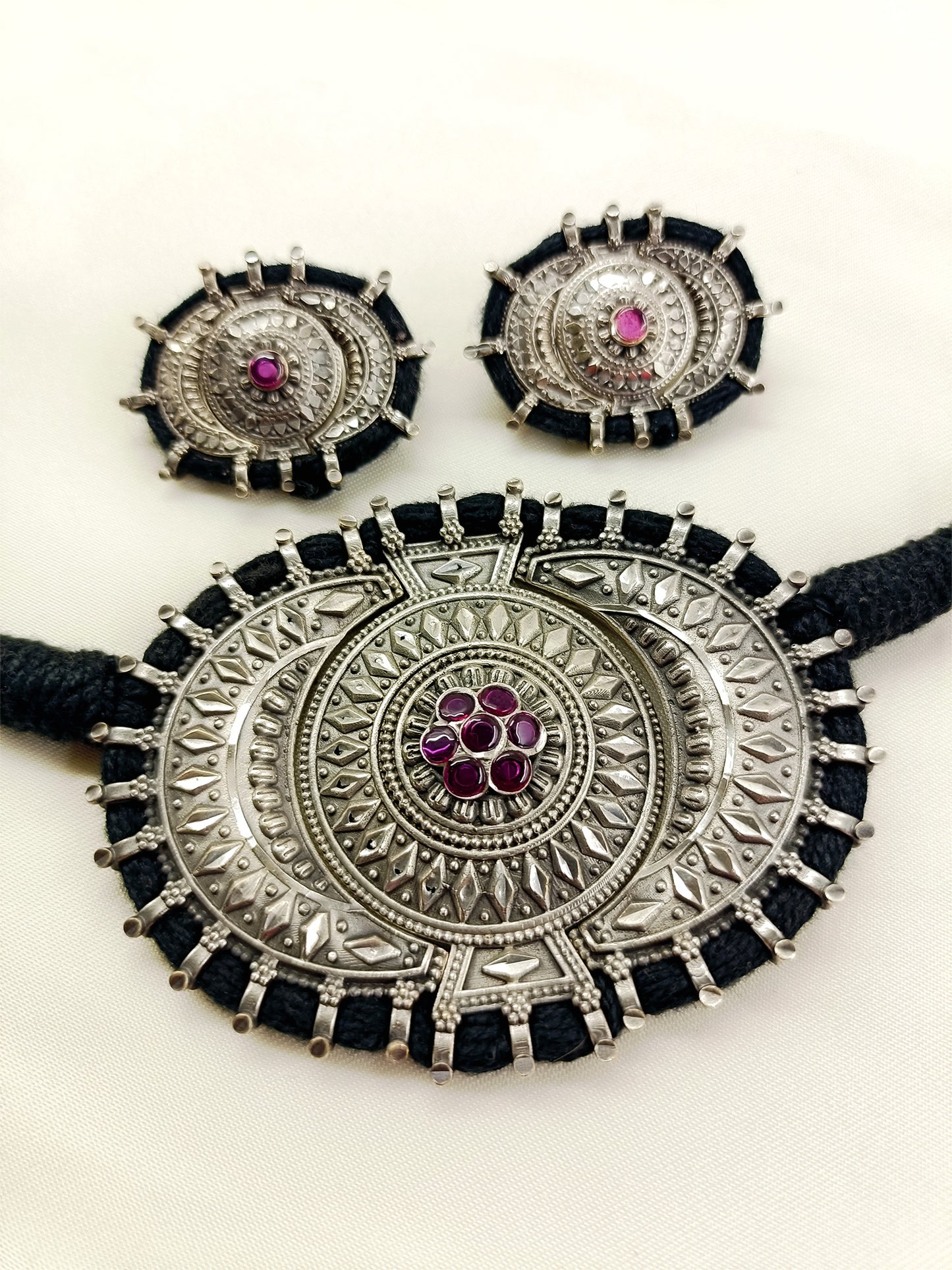 Yogita Ruby Oxidized Choker Set