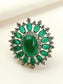 Aatifa Emerald American Diamond Necklace Set With Finger Ring
