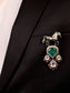Bulan Green Horse Brooch