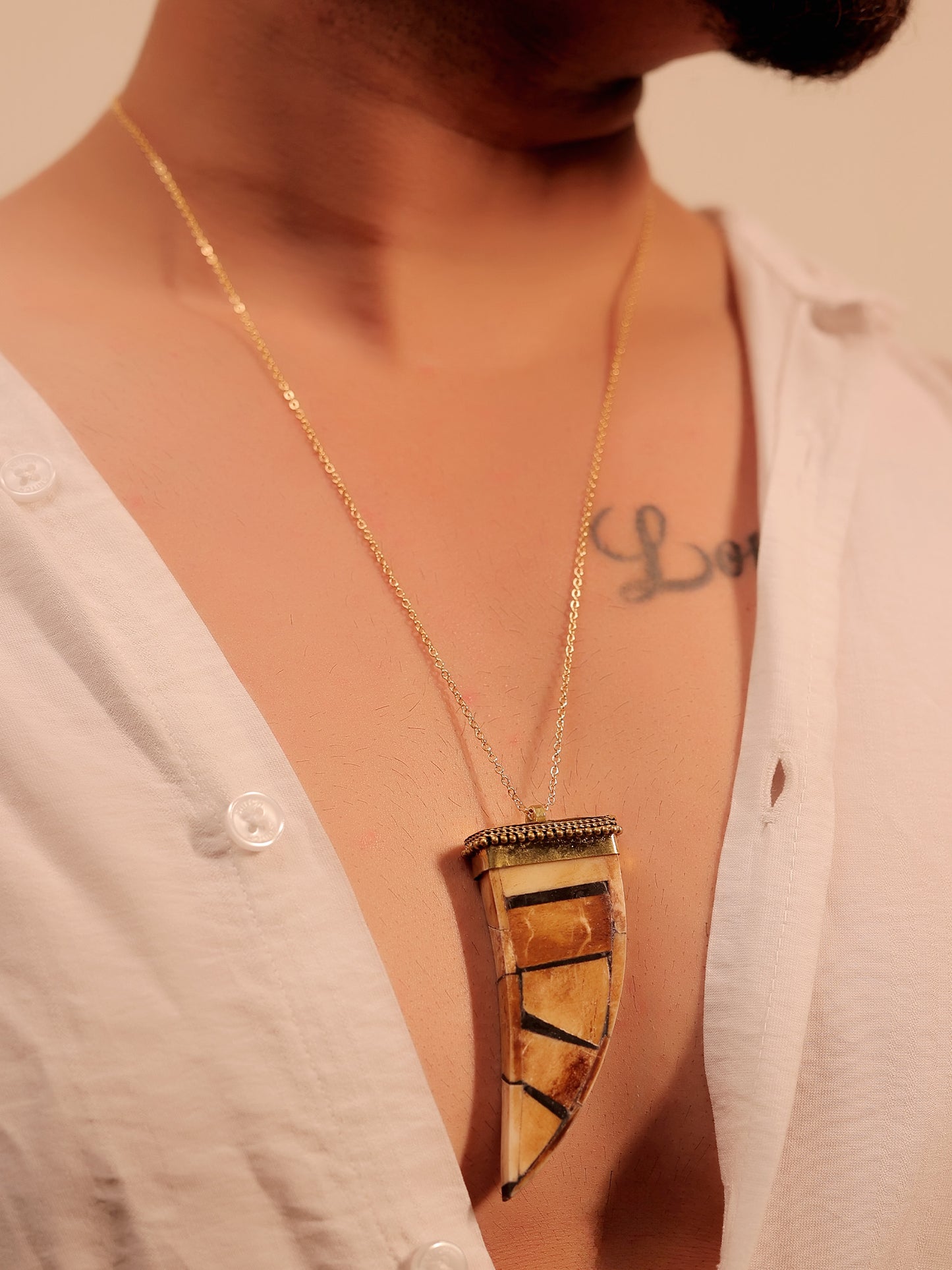 Rubee Brown Bone Men's Neckpiece