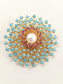 Adah Blue Sunburst Brooch