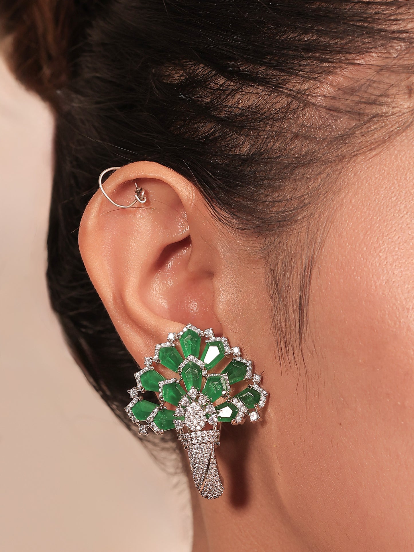 Amruta Green American Diamond Hasli Styled Set