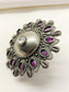 Leo Ruby Oxidized Finger Ring