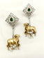 Manvika Green Cow Oxidized Earrings