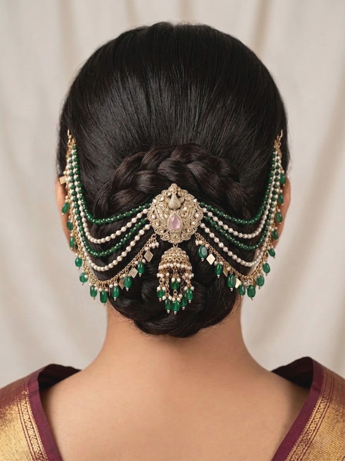 Bhagyalaxmi Green Hair Brooch