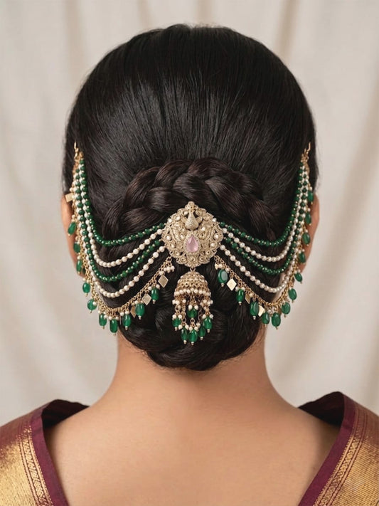 Bhagyalaxmi Green Hair Brooch