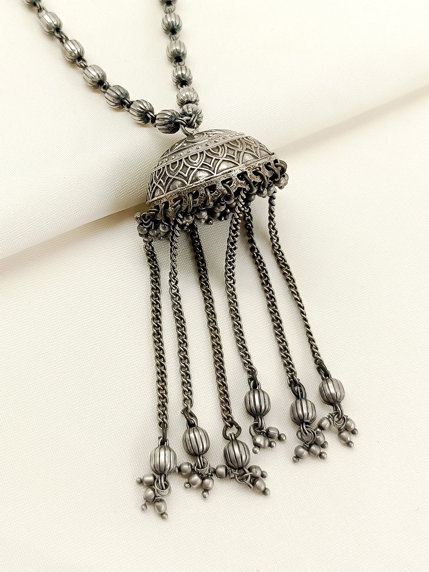 Misha Plain Oxidized Pendant Set