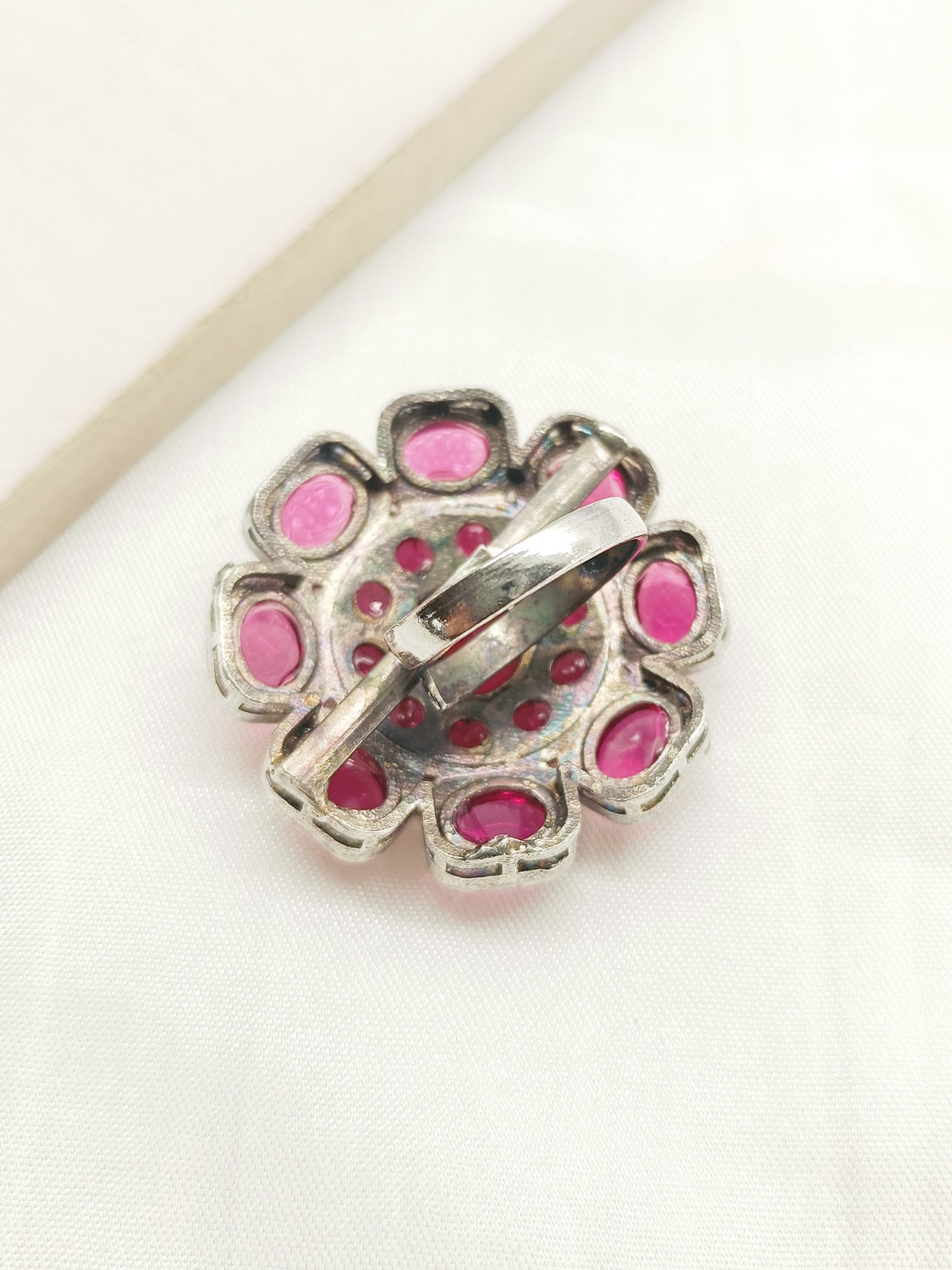 Ojashwini Rose Pink Oxidized Finger Ring