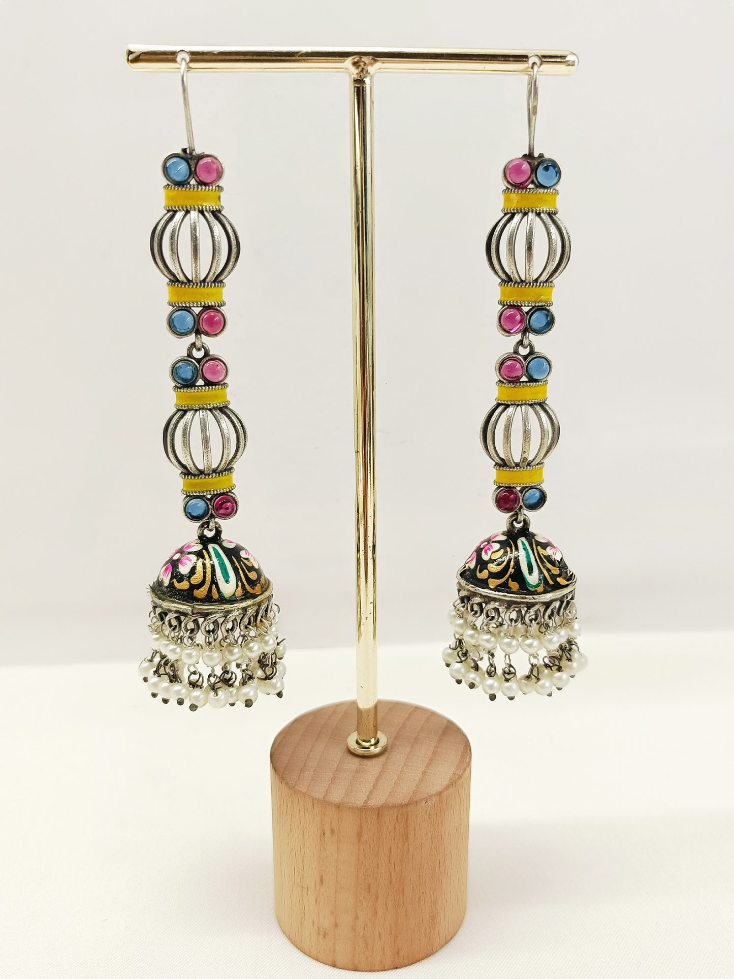 Garbha Multi Colour Oxidized Jhumki