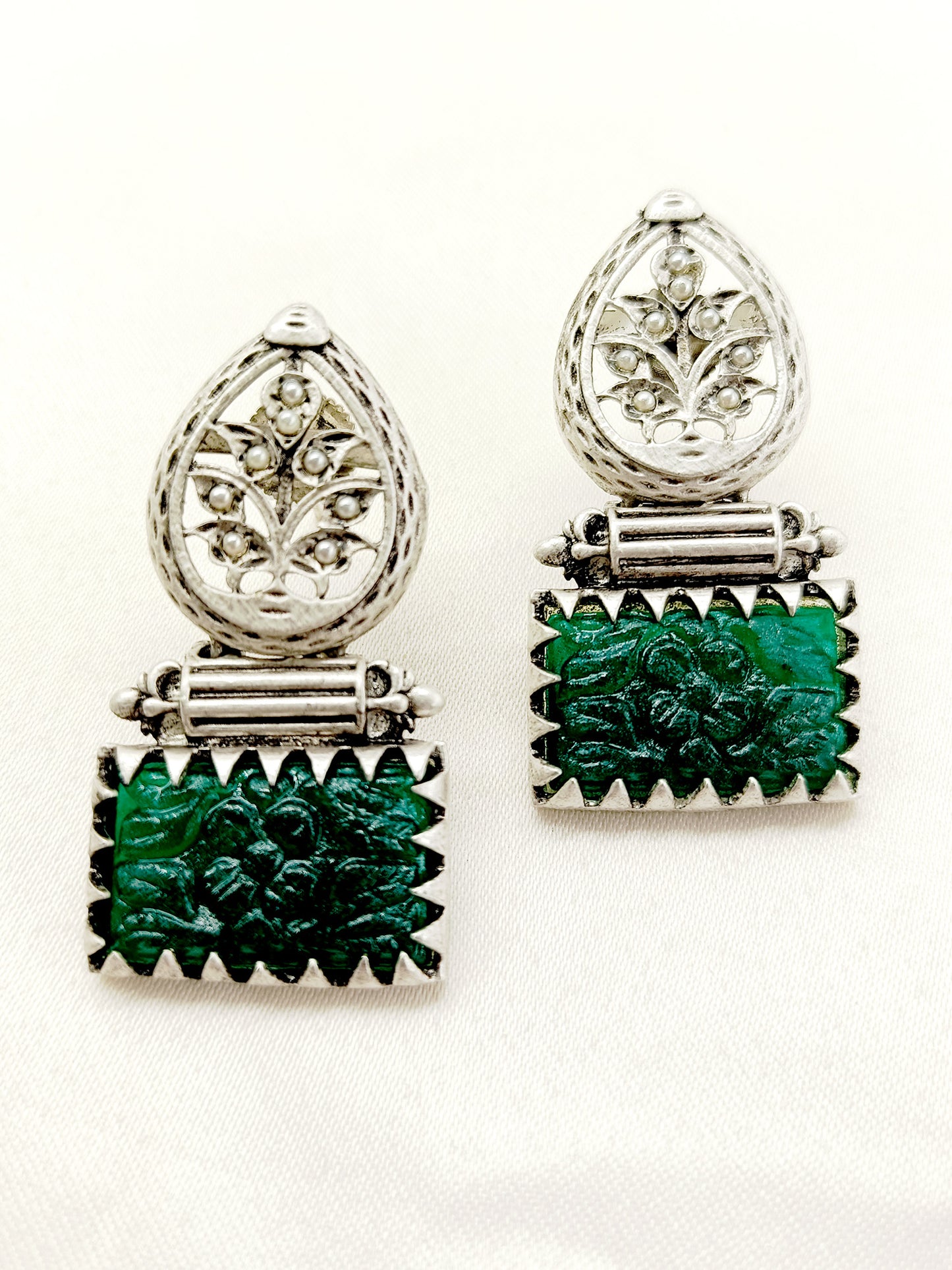 Kaya Green Oxidized Earrings