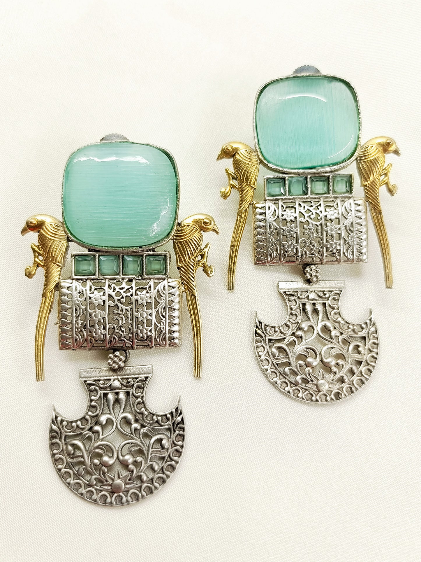 Fardeen Mint Green Oxidized Earring