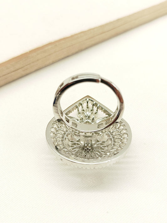 Aakruti White American Diamond Finger Ring