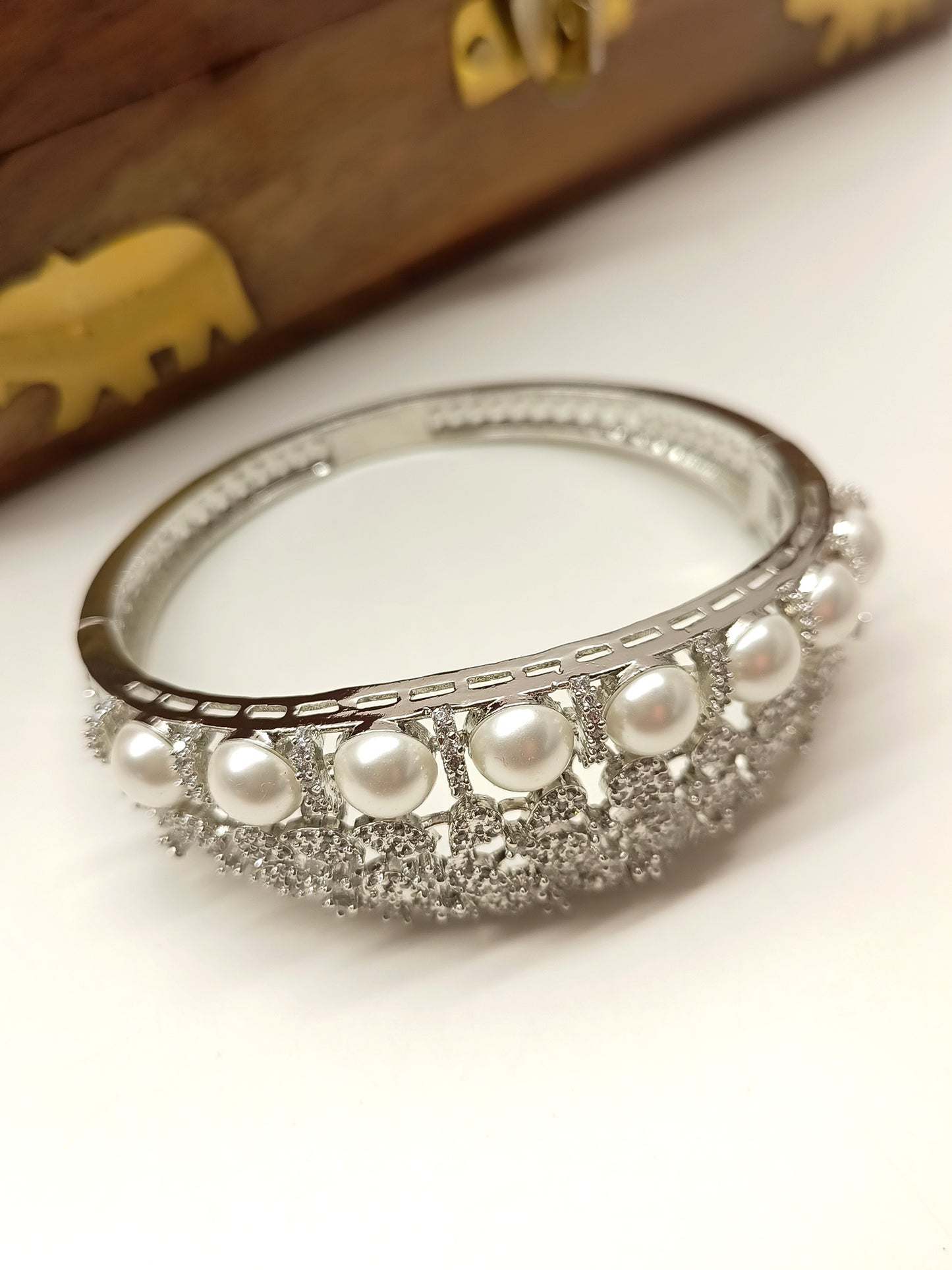 Anita White Pearl American Diamond Bracelet