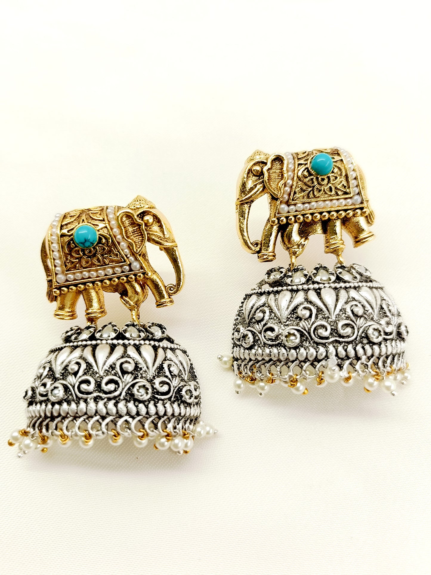 Deirdre Firozi Elephant Oxidized Earrings