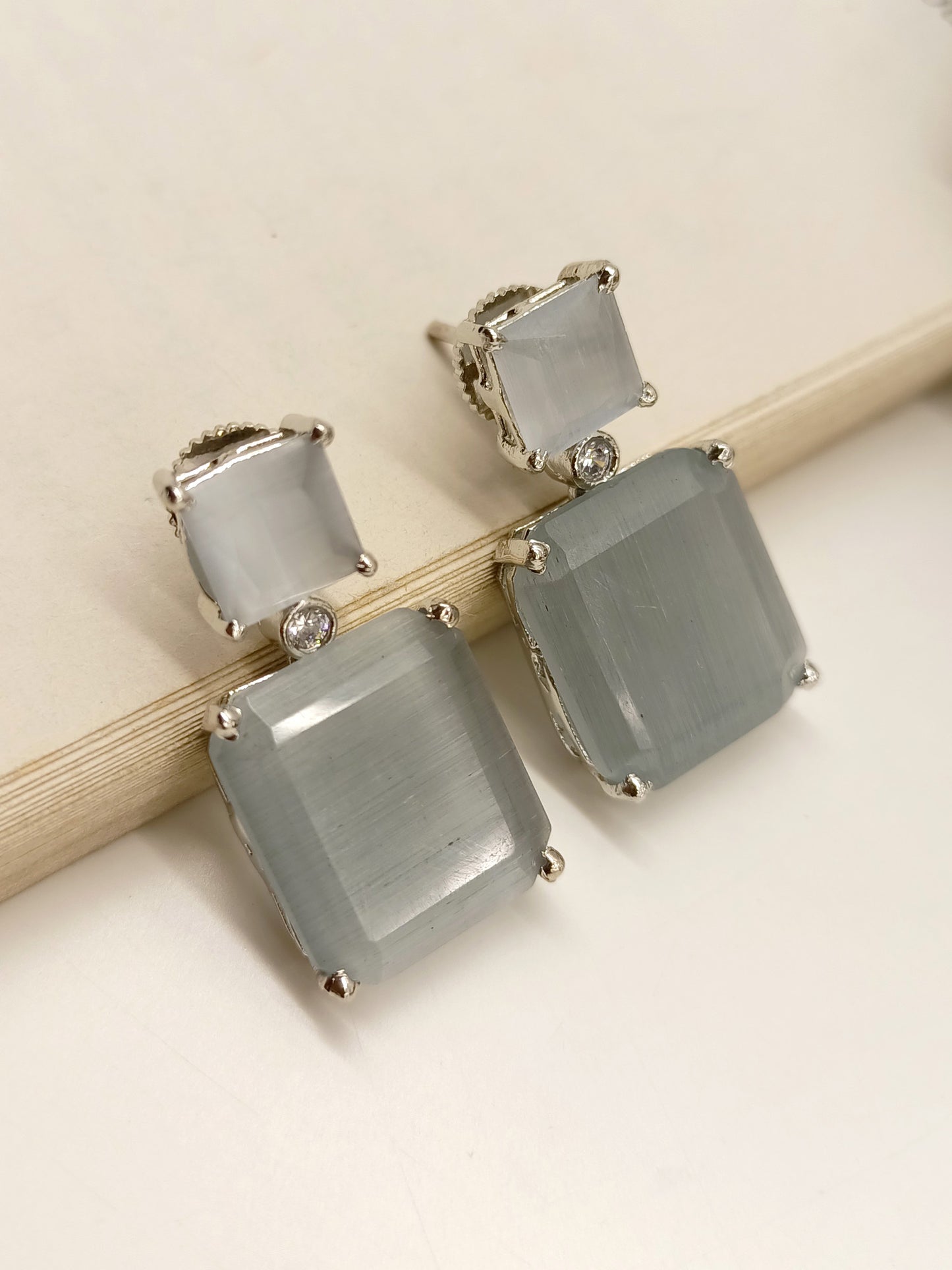 Anushri Grey American Diamond Earrings