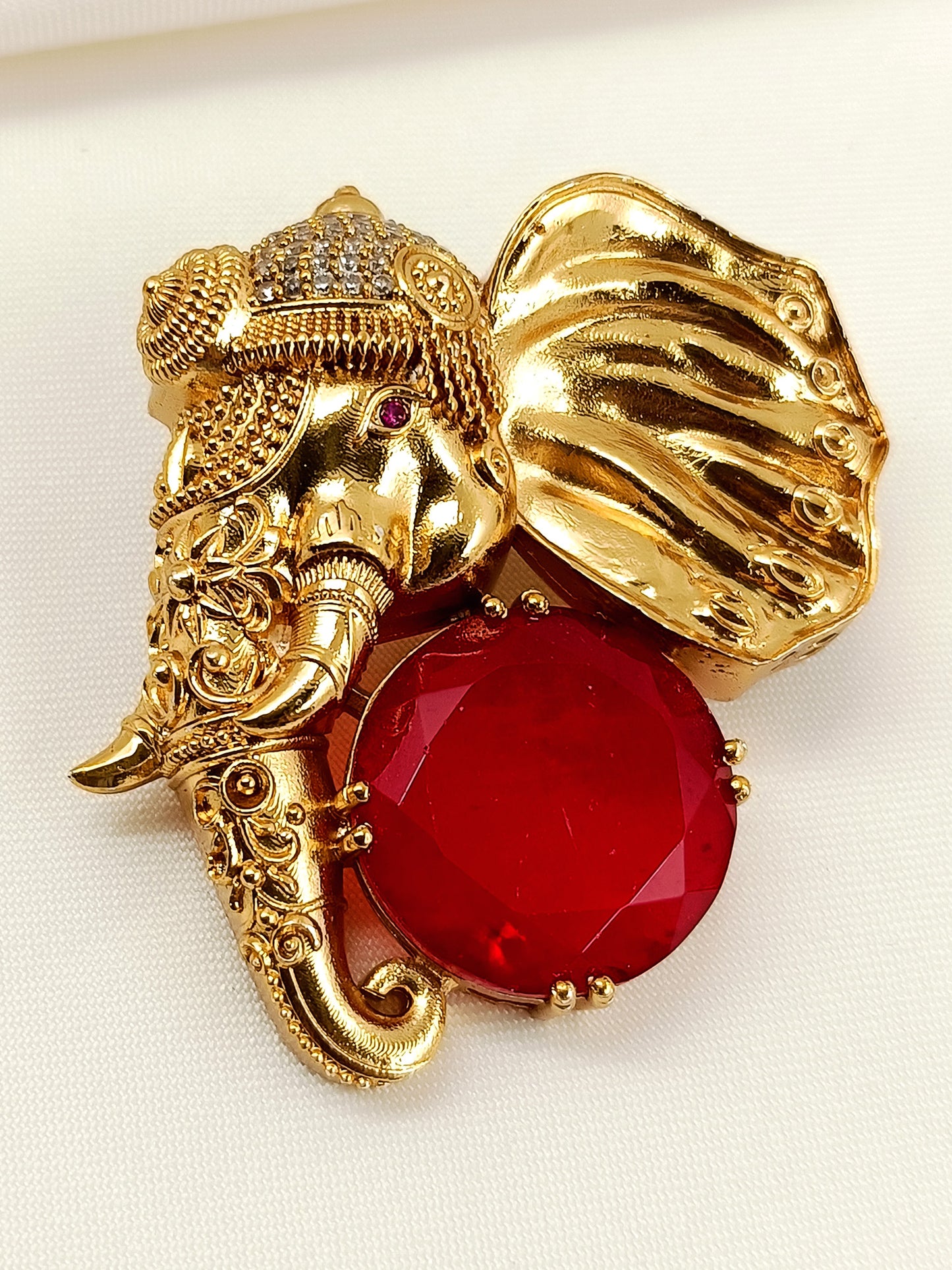 Panshul Ruby Elephant Men's Brooch