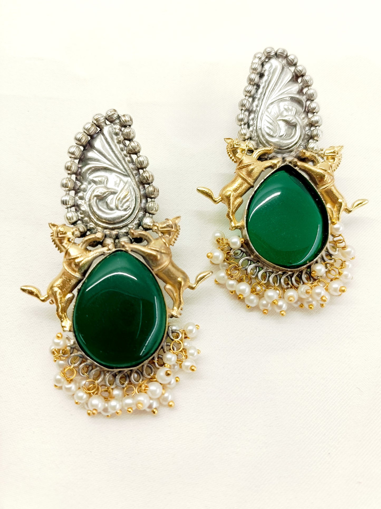 Namrati Green Oxidized Earrings