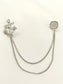 Avanya Silver Anchor & Wheel Brooch Pin With Chain