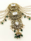 Devika Green Triple Kundan Choti Hair Brooch