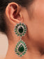 Aatifa Emerald American Diamond Necklace Set With Finger Ring